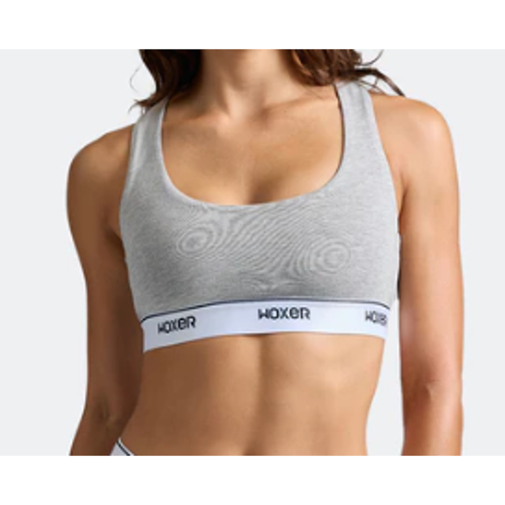 New Woxer Women's Boss 2.0 Sports Bra, Heather Grey, Size Med